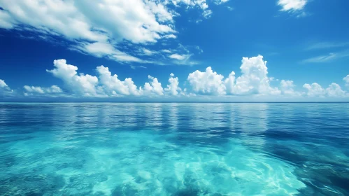 Calm Sea Under Cloudy Blue Sky