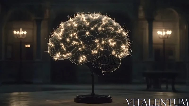 Glowing Brain: Conceptual Art Piece AI Image