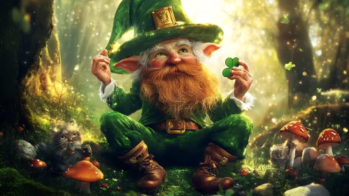 Forest Leprechaun with Shamrock