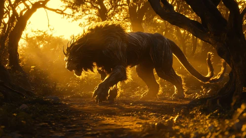 Fantasy Lion Creature in Sunlight