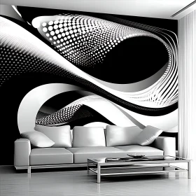 Contemporary Interior with Black and White Art