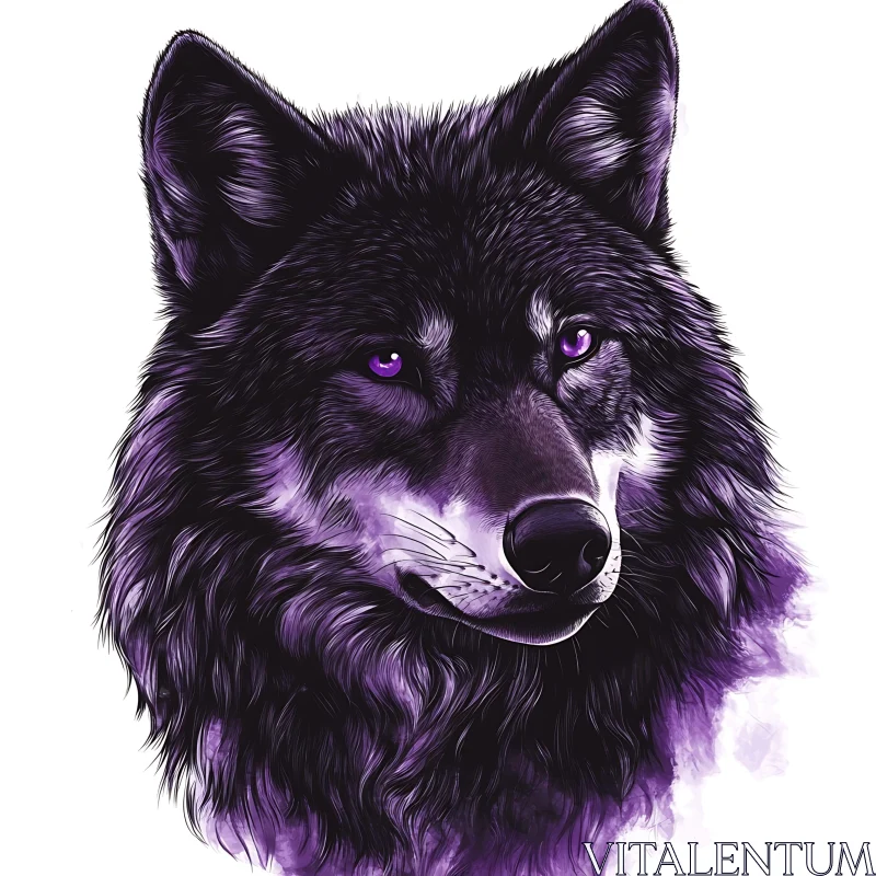 AI ART Mystic Wolf with Violet Eyes