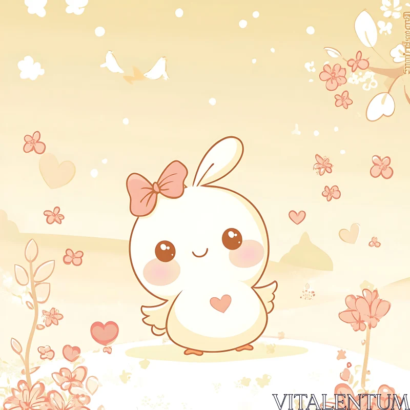 Cute Rabbit with Floral Accents AI Image