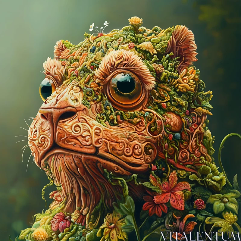 Botanical Animal Face: A Floral Fantasy AI Image