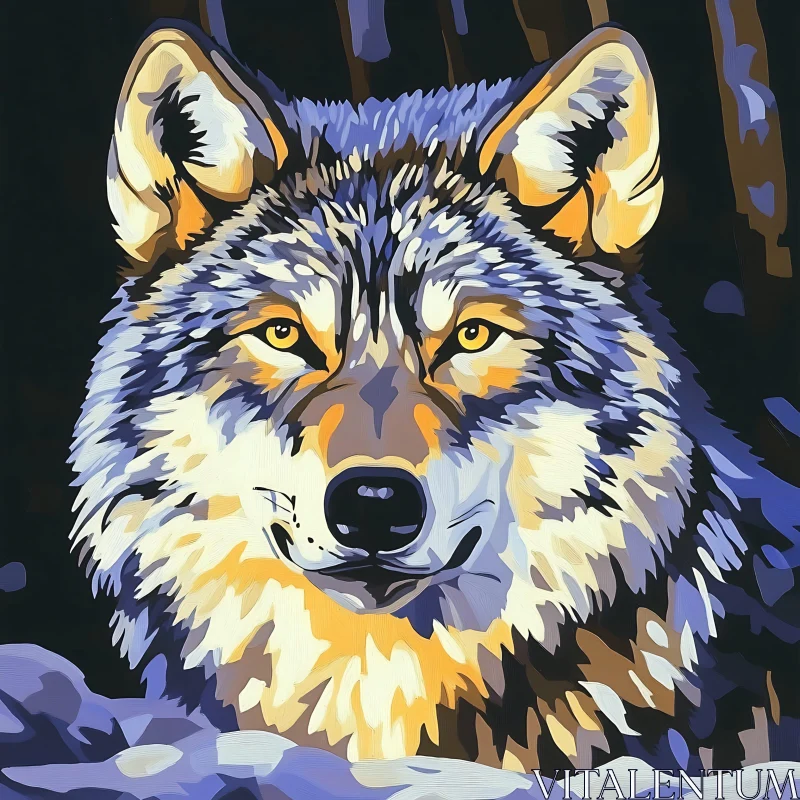 Stylized Wolf Face Illustration AI Image