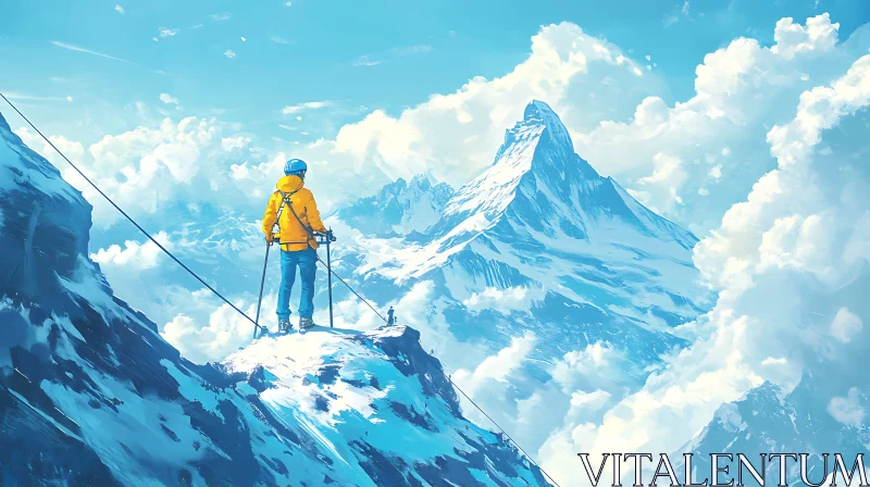 AI ART Person on Top of Mountain