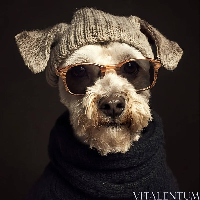 Fashionable Dog in Winter Accessories AI Image