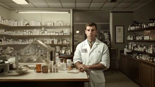 Classic Pharmacy Interior with Professional