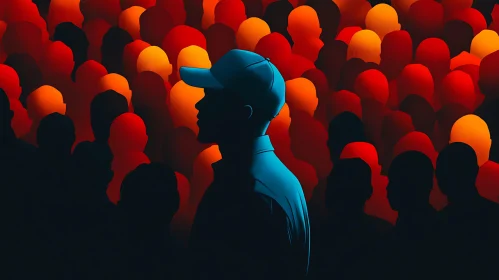 Man Silhouette in a Crowd