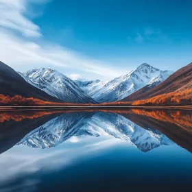 Reflective Mountain Lake with Autumnal Trees