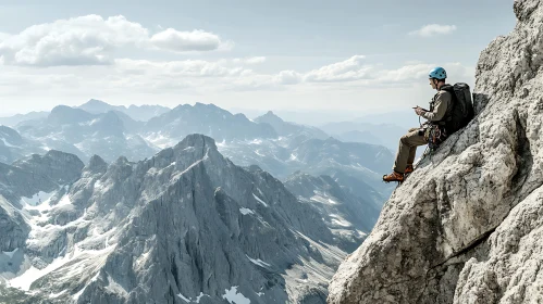 Alpine Climber's Serene Mountain Moment