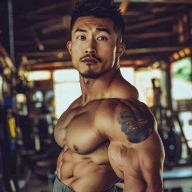 Muscular Man Portrait in Gym