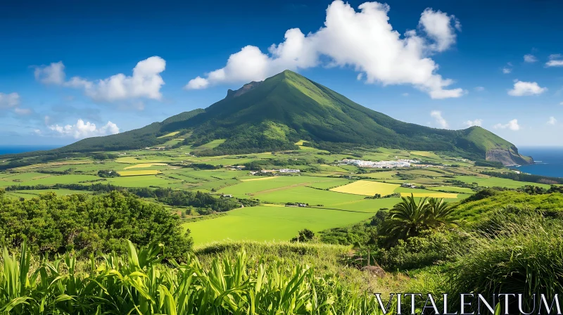 AI ART Verdant Mountain Landscape with Fields