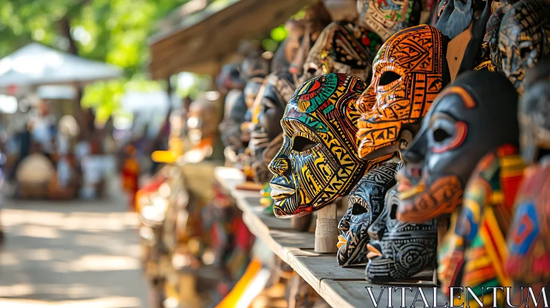 Handcrafted Tribal Masks Collection AI Image