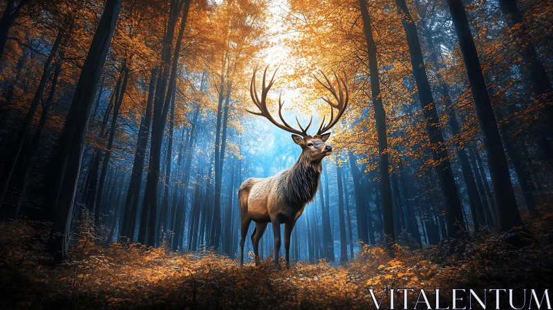 AI ART Regal Deer Amidst Golden-Hued Trees