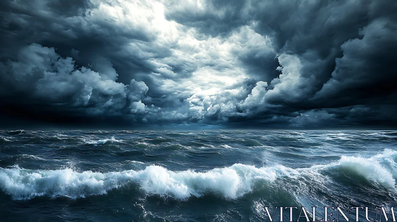 AI ART Ominous Storm Clouds Over Dark Ocean