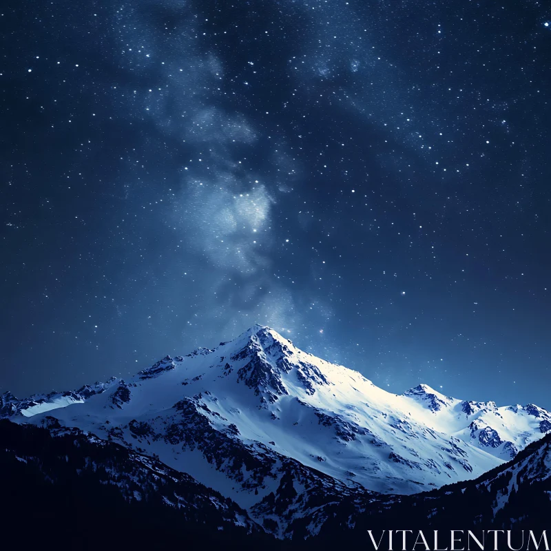 AI ART Night Sky Above Mountain Peaks