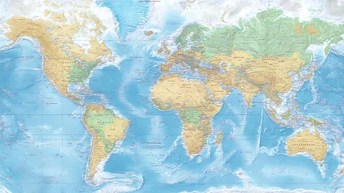 Global Cartography: Earth's Land and Sea