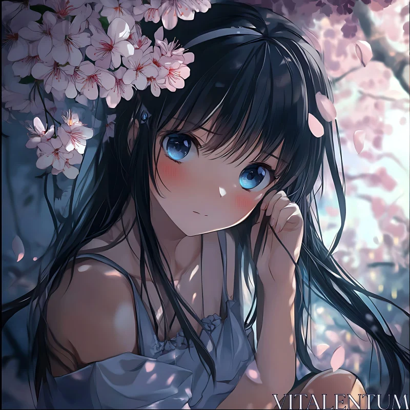 Anime Girl in Spring Blossom AI Image