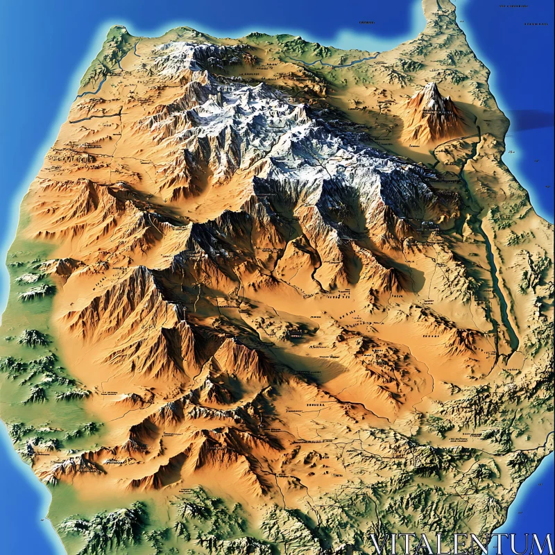 Aerial View of Rugged Mountains AI Image