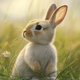 Fluffy Rabbit Portrait in Sunlight