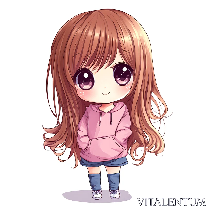 Cute Anime Girl in Chibi Style AI Image