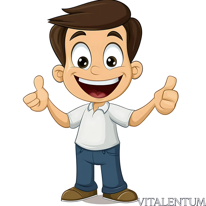 AI ART Happy Cartoon Boy Thumbs Up Illustration