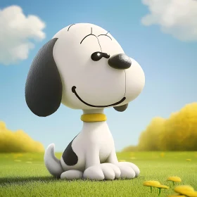 Animated Dog Enjoying a Sunny Day on the Grass