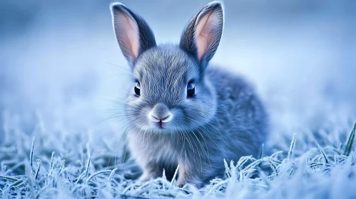 Serene Bunny in Winter Frost