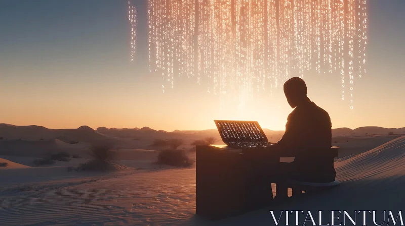 AI ART Desert Coder at Sunset