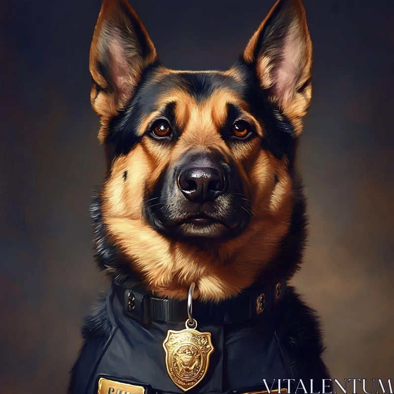 German Shepherd in Police Uniform AI Image