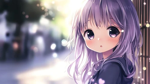 Anime Girl in Serene Bokeh Background