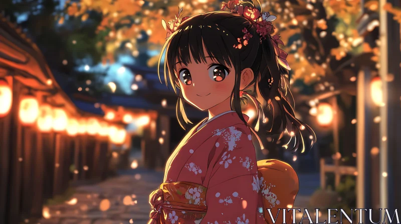 Traditional Japanese Anime Art Scene AI Image