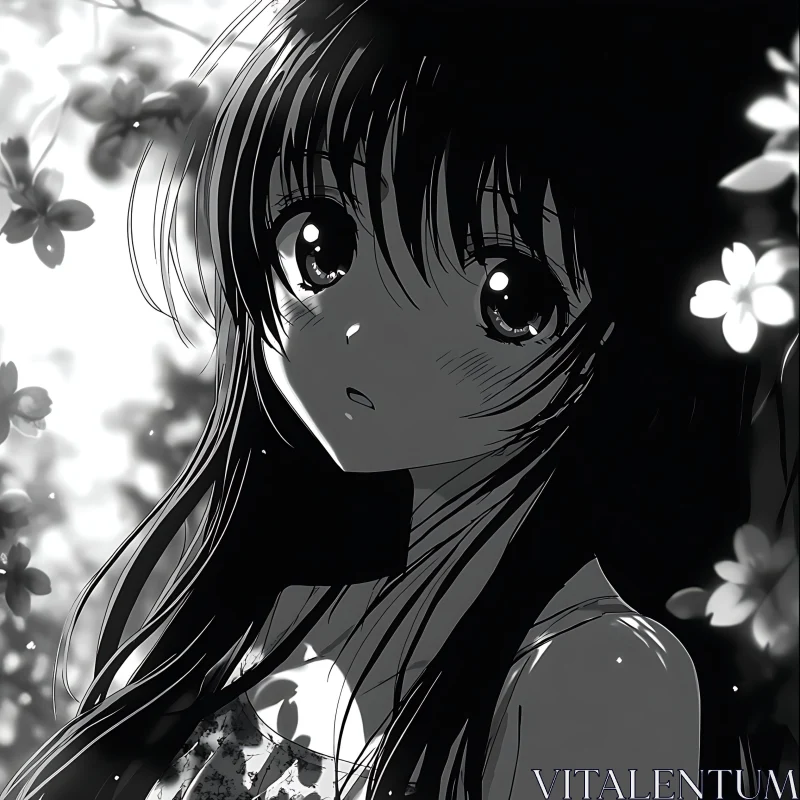 AI ART Ethereal Anime Girl in a Floral Backdrop