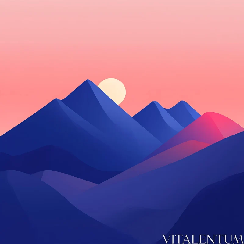 Stylized Mountain Landscape AI Image