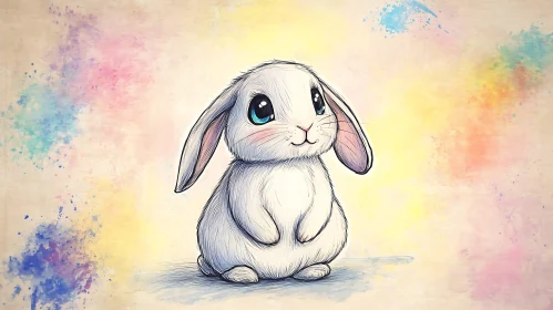 Cute Bunny with Watercolor Background