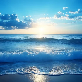 Peaceful Seascape with Waves and Sunlight