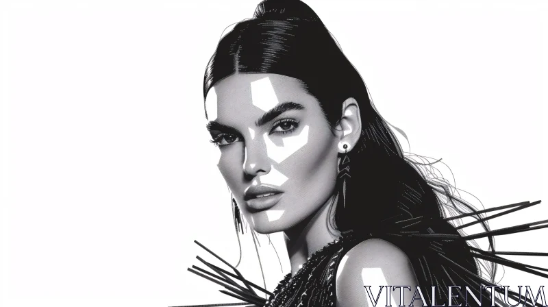 Artistic Kendall Jenner Portrait in Monochrome AI Image