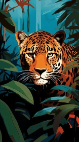 Hidden Jaguar Among Green Leaves