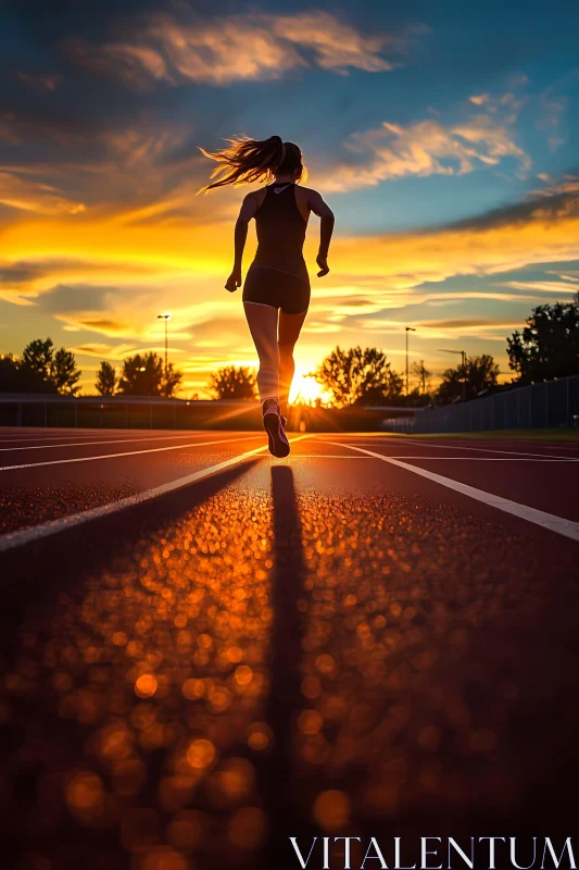 AI ART Runner on Track at Sunset – An Inspiring Moment