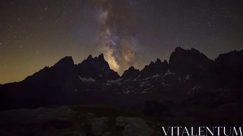 Milky Way Over Mountain Peaks AI Image