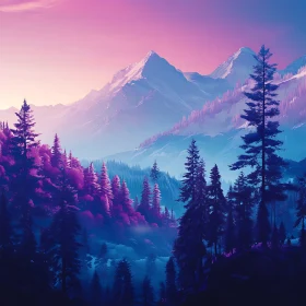 Tranquil Mountain Vista with Forest Scenery