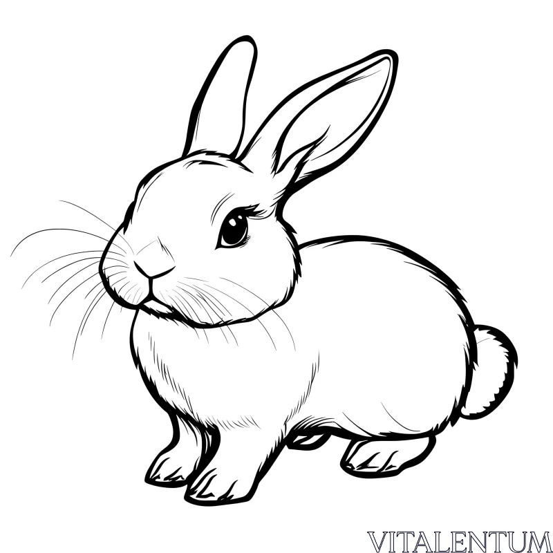 Elegant Rabbit Line Art Illustration AI Image