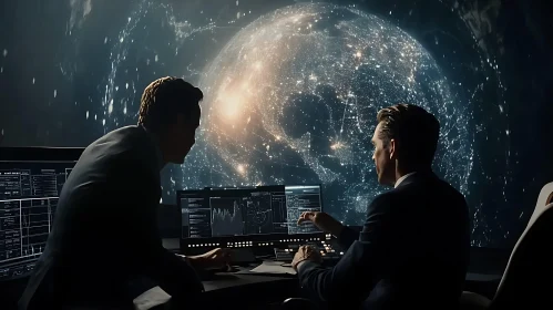 Men Analyzing Data Network