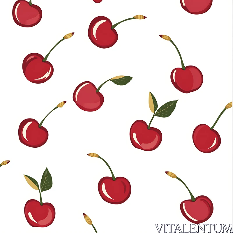 Red Cherries on White Background Design AI Image