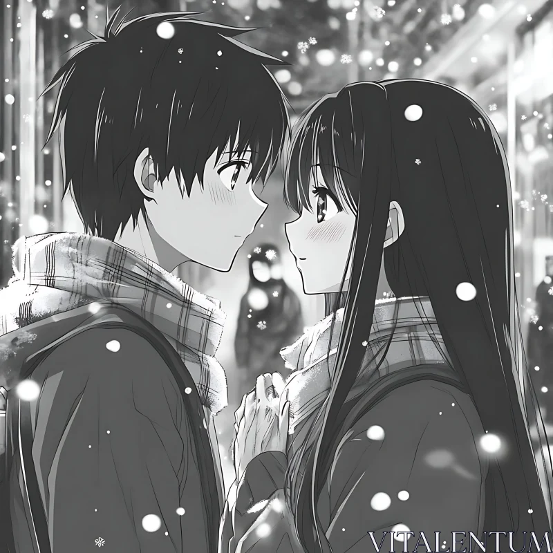 Intimate Anime Moment in Winter AI Image