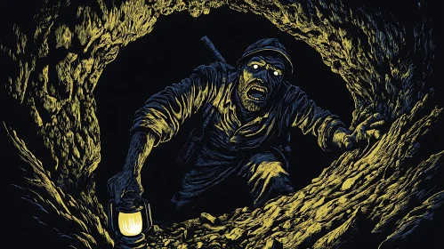 Cave Miner with Lantern