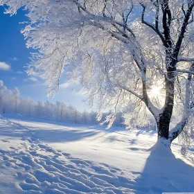 Frosted Trees in Winter Sunlight