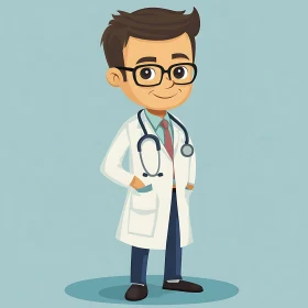 Cartoon Doctor with Stethoscope