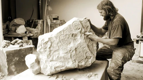 Sculptor Creates Stone Art